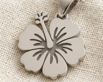 Handmade Hibiscus Necklace | 925 Sterling Silver | Floral Nature Inspired | Gift for Her