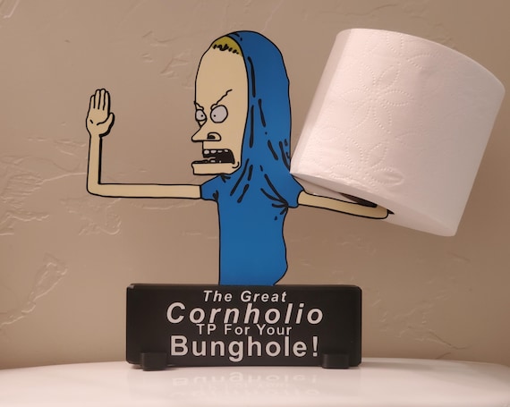 Cornholio Toilet Paper Holder – Beavis and Butthead 90s Cartoon Bathroom Decor