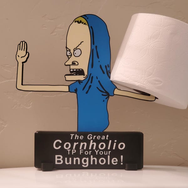 Cornholio Toilet Paper Holder – Beavis and Butthead 90s Cartoon Bathroom Decor