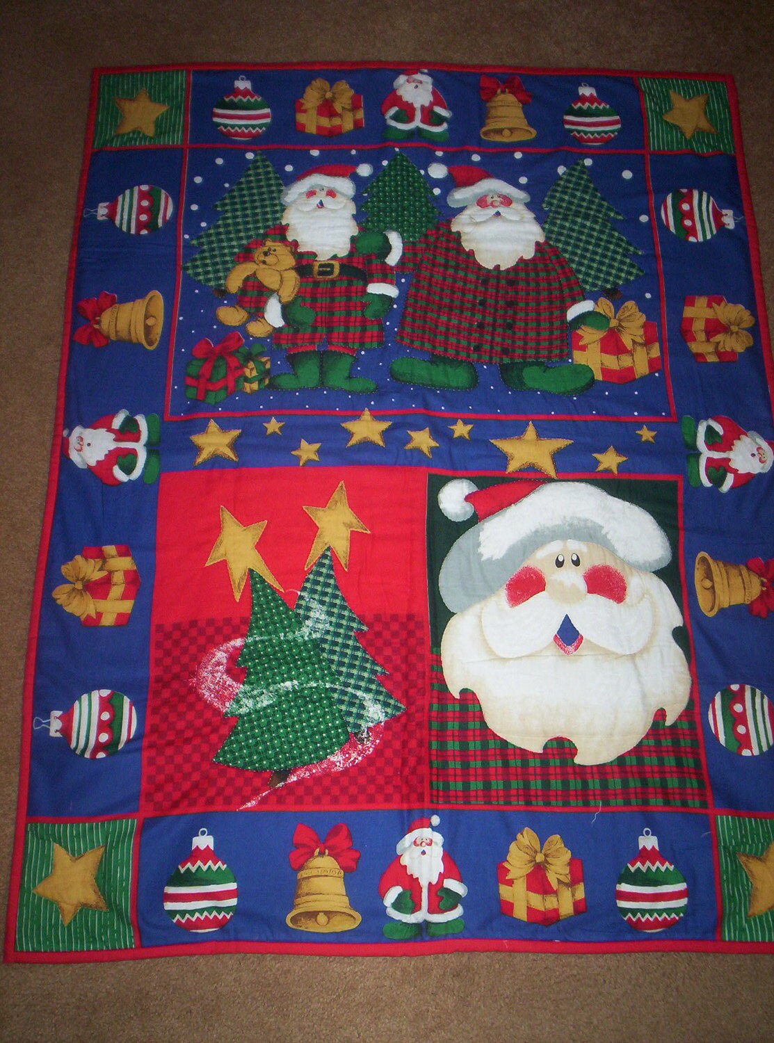 Hand Quilted Santa Wall Hanging - Etsy