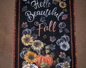 Hand Quilted Hello Beautiful Fall, Pumpkin & Sunflower Wall Hanging *Free Shipping*