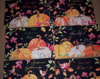 Fall Thanksgiving Set of Eight (8) Place Mats *Free Shipping*