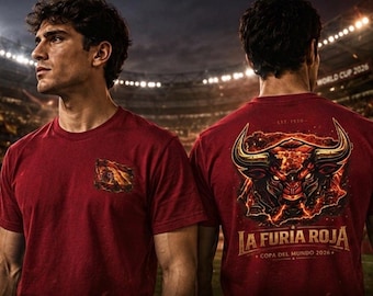 La Furia Roja Spain Soccer Fan T-Shirt - 2026 World Cup 26 Bull Design - Spanish worldcup Football Graphic Tee - Espana stadium supporters