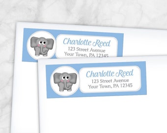 Printable Blue Elephant Address Labels Cute Personalized 2 - Etsy