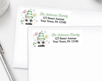Spring Gardening Gnome Address Labels - Printed Return Labels