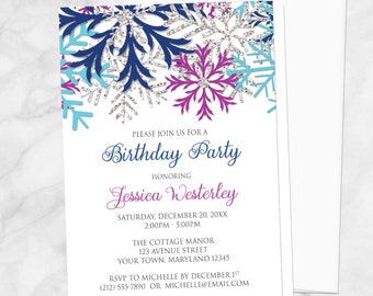 winter birthday party invitations blue country rustic winter etsy