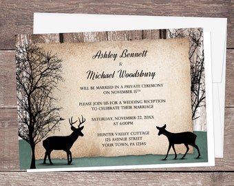rustic bear wedding invitations