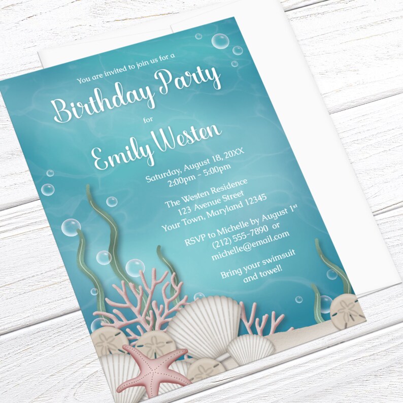 Under the Sea Birthday Invitations Whimsical Turquoise - Etsy