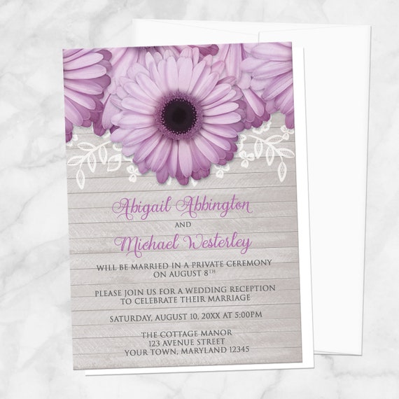 Purple Daisy Reception Only Invitations Rustic Floral And Light