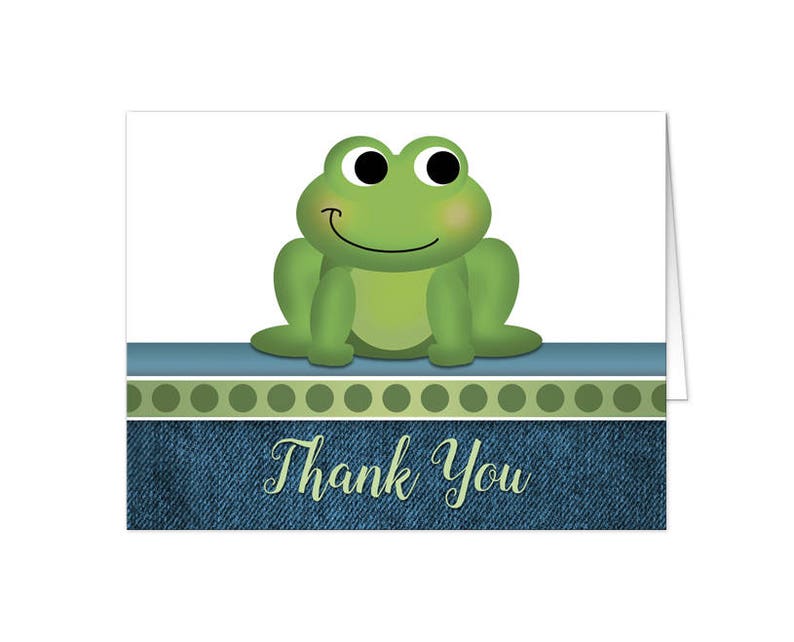 frog-thank-you-cards-rustic-denim-cute-froggy-green-with-etsy