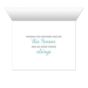 Holiday Cards, Teal Silver Snowflake Winter design, Happy Holidays Christmas cards with greeting Printed image 2