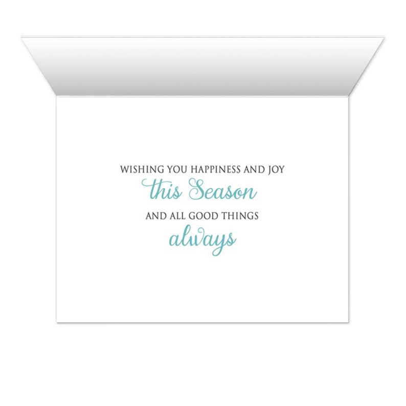 Holiday Cards, Teal Silver Snowflake Winter design, Happy Holidays Christmas cards with greeting Printed image 2