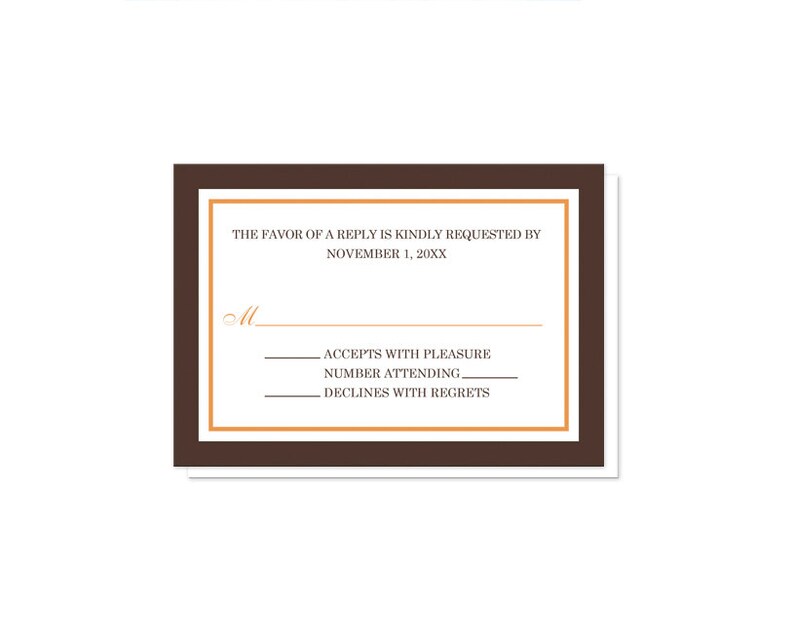 Brown Orange Autumn Reception Only Invitations and RSVP Post Wedding Reception Printed Invitations image 3