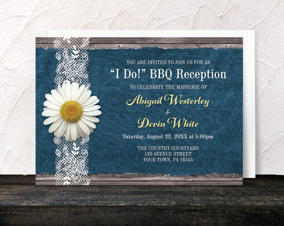 i do bbq reception only invitations daisy denim and lace rustic