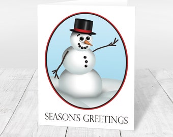 Snowman Christmas Cards - Cute Classy Modern Illustrated Top hat Snowman - Season's Greetings Holiday cards - Printed
