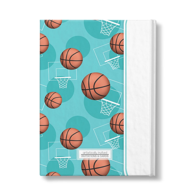 Teal Basketball Personalized Journal 5x7 lined paper or blank paper, Printed Hardcover Journal or Sketchbook image 2