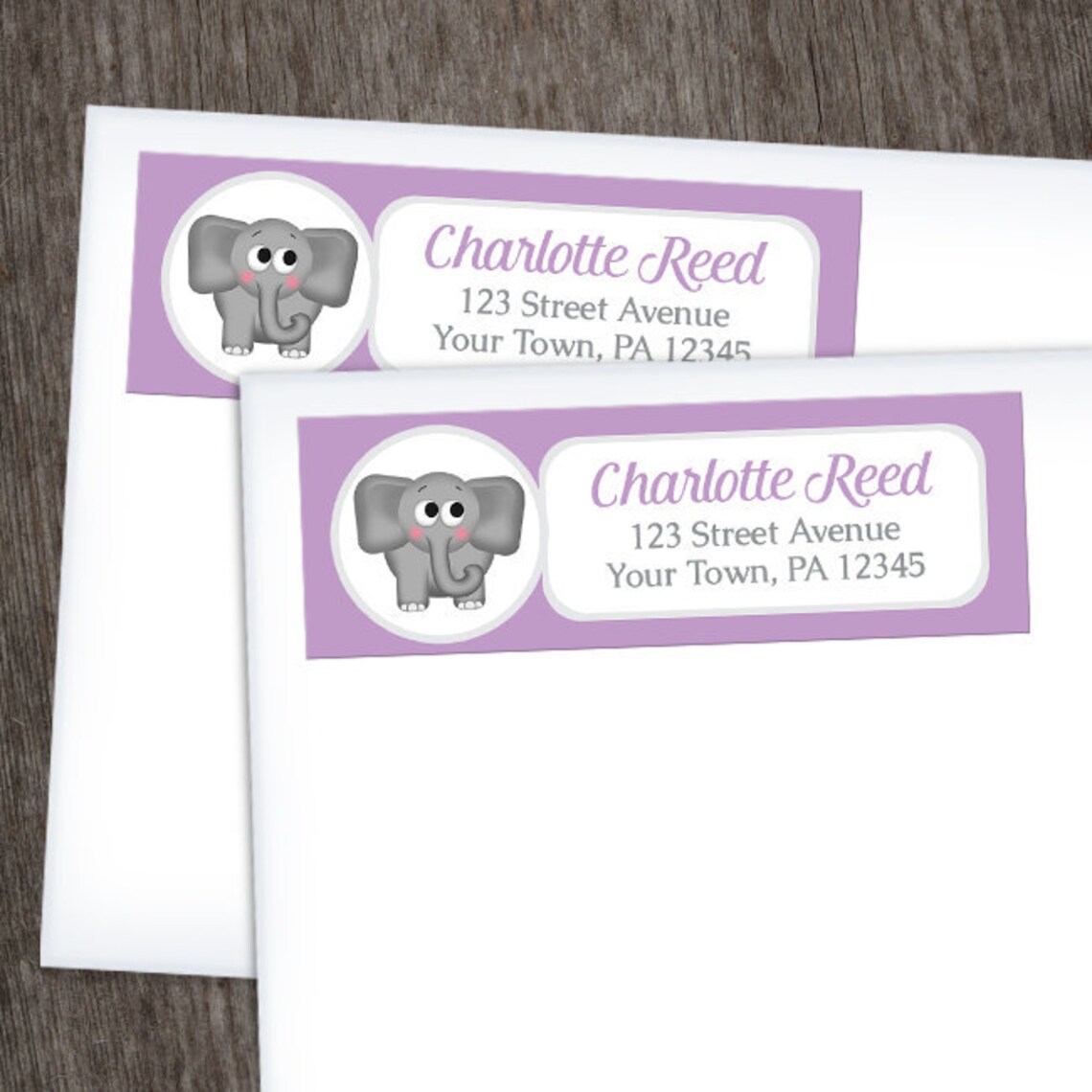 Cute Elephant Address Labels Purple and Gray 3 X Etsy