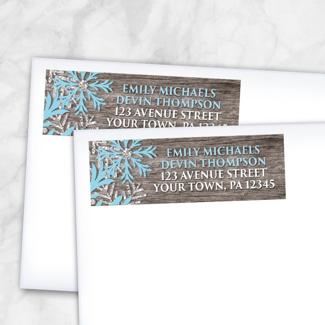 Winter Rustic Labels Rustic Winter Address Labels, Country Wood Blue Snowflake - Printed ...