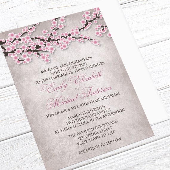 Invitaciones de boda en flor de cerezo rosa rústicas diseño - Etsy México Invitaciones de boda en flor de cerezo rosa rústicas diseño - Etsy México