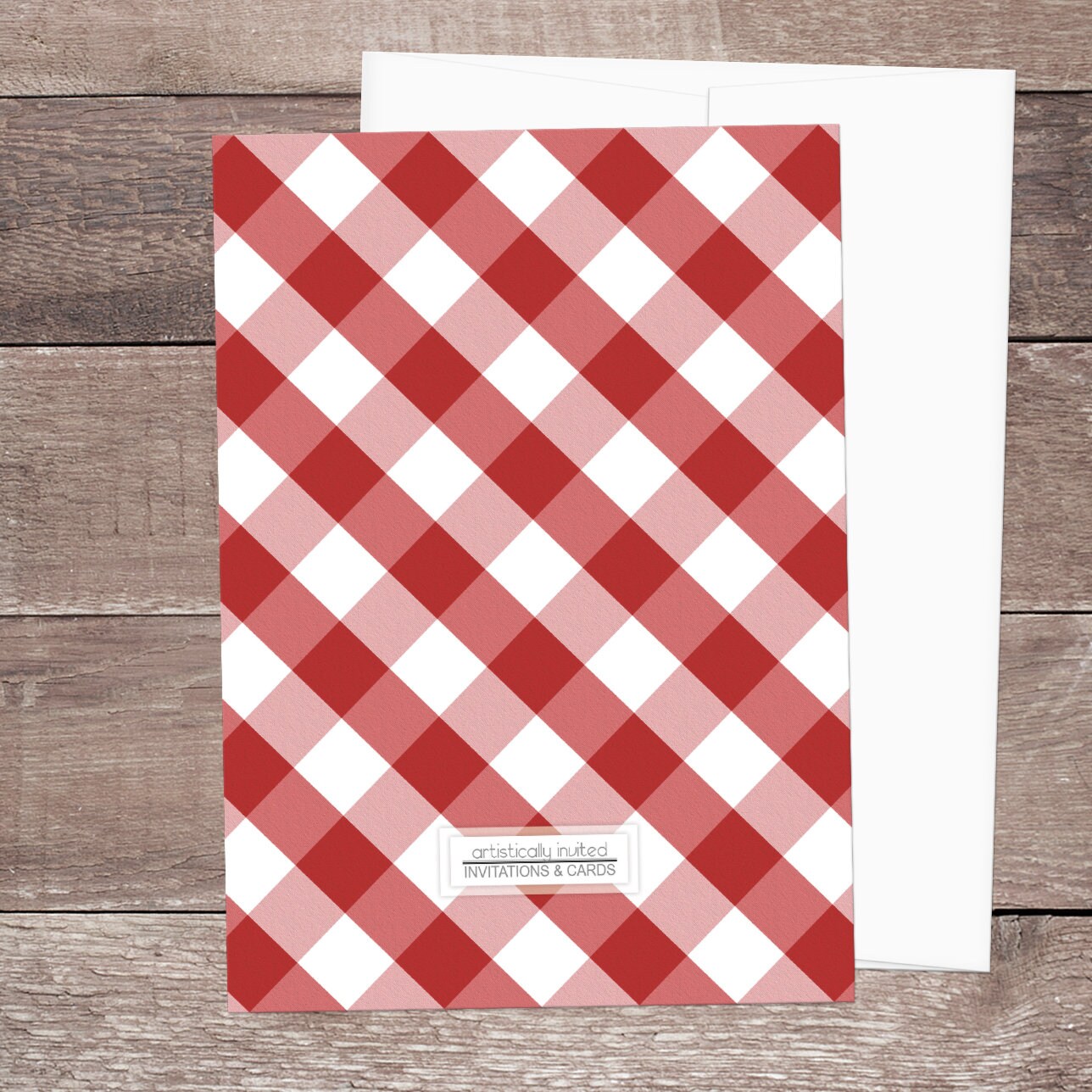 Red Gingham Birthday Party Invitations, Red White Gingham Check Pattern ...