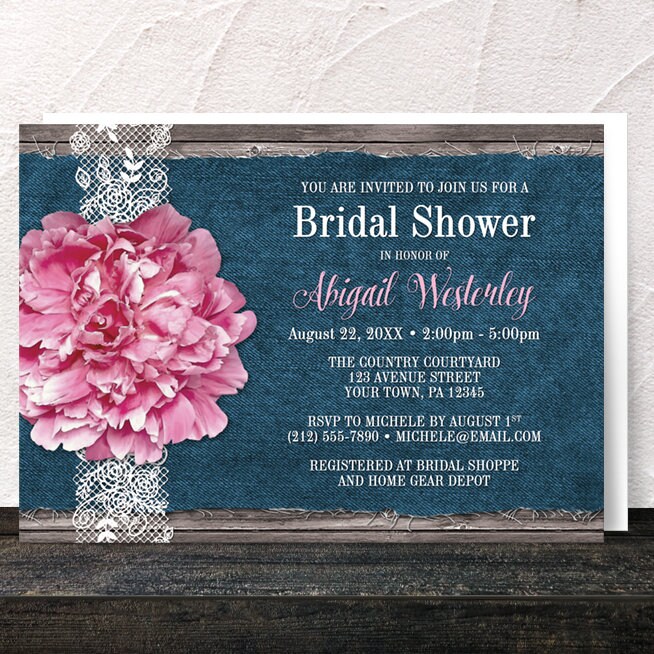 Pink Peony Bridal Shower Invitations 