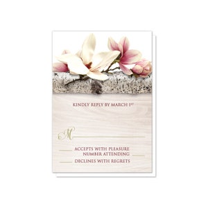 Magnolia Reception Only Invitations, Floral Birch Wood magnolia invitations Printed image 5