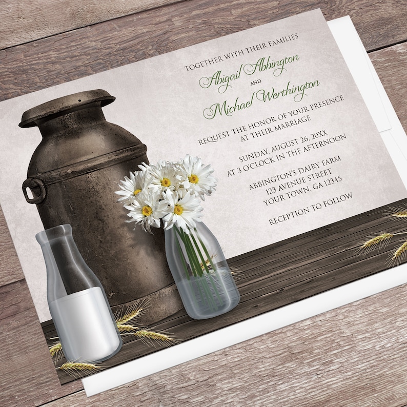 Dairy Farm Wedding Invitations and RSVP Cards Country Farm Etsy