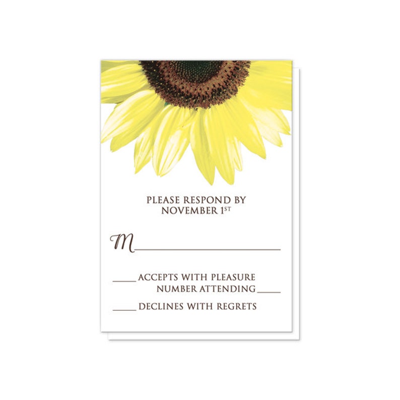 Sunflower Wood Reception Only Invitations Rustic Yellow Floral on Brown Wood Post-Wedding Reception Printed Sunflower Invitations image 3