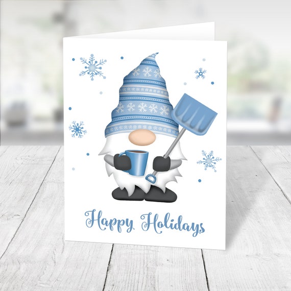 Fun Gnome Christmas Address Labels with Blue Snowflakes