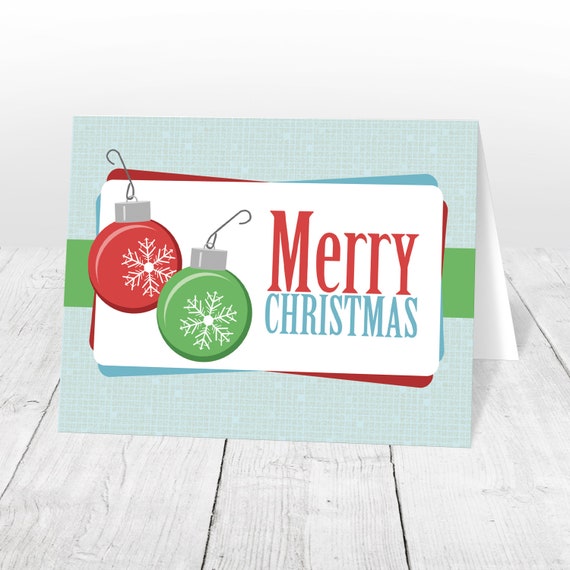 Holiday Cards - Retro Bulbs Merry Christmas - Printed Christmas Cards Il_570xn