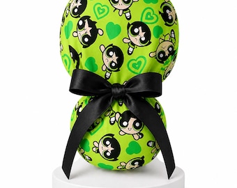 Buttercup Ponytail Scrub Cap | Satin Lined Surgical Cap for Long Hair | Cute Nurse Scrub Hat | Bouffant OR