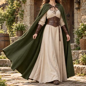 Medieval Hooded Cloak, Renaissance Cape, LARP Costume Hood, Witch Wizard Cape, Fantasy Ren Faire Cloak, Hobbit Costume, Cotton Cape
