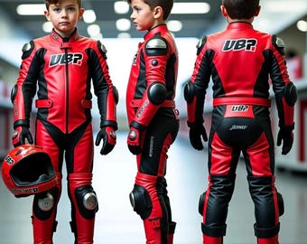 Christmas Kids Motorcycle Leather Racing Suit: CE Protection, Cowhide Adult Suits