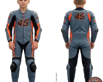 Custom Handmade Kids Leather Racing Suit - 2 Piece Set for Toddlers & Youth Riders
