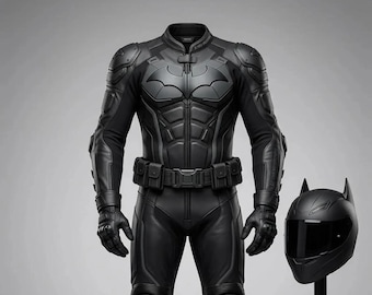 Batman-inspirierter, gepanzerter Motorradanzug | Schwarzer Leder-Motorradrennanzug für Herren