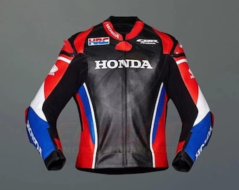 Mens Honda Motorcycle Racing Jacket Motorbike Motogp Biker Riding Jacket.
