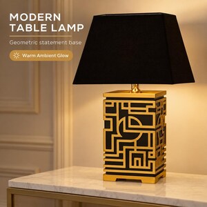 Fluted Architectural Table Lamp Textured Column Base White Linen Drum Shade Modern Bedside Living Room Console Warm Light Decor Gift