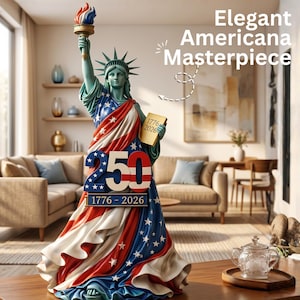 2D USA 250-årsjubileum Frihetsgudinnan, 1776-2026 patriotiskt samlarobjekt i harts, amerikansk flagga hem- och kontorsinredning