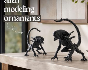 Sci-Fi Alien Modeling Ornament, Black Xenomorph Figure, Desktop Collectible Decor, Alien Fan Gift
