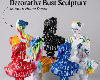 Resin Bust Sculpture Modern Pop Art Colorful Contemporary Decor Gift Home Office Shelf Display Red Blue Black