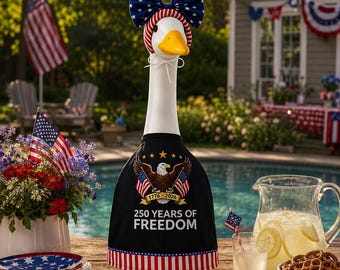 Patriotic Porch Goose Outfit | 4th of July Goose Clothes | 250 Years of Freedom | 23 Inch Goose Yard Decoration