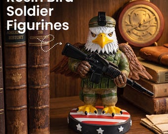 Patriotic Eagle Statue Hand-Painted Military Bird Soldier Desk Decor 3.1in