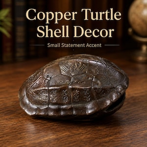Copper Turtle Shell Box, Small Decorative Trinket Case, Animal Desk Decor, Ornate Copper Keepsake Box, Turtle Lover Gift