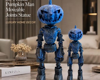 3D Printed Pumpkin Figure with Movable Joints, Articulated Desktop Figurine, Poseable Collectible Decor, Unique Gift
