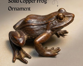 Solid Copper Frog Ornament, Copper Frog Figurine, Lucky Frog Statue, Feng Shui Decor, Tea Pet Sculpture, Wealth Symbol Home Accent