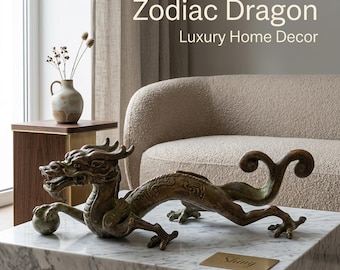 Portapenne a forma di drago, scultura di drago in rame, decorazione da scrivania Feng Shui, ornamento decorativo a forma di drago, complemento d'arredo per casa e ufficio.