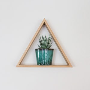 Oak Triangle Shelf Floating Shelf Wall Shelf Shelves Geometric Display Shelf Oak Shelf Wooden Shelf Plant Shelf Gem Shelf image 2