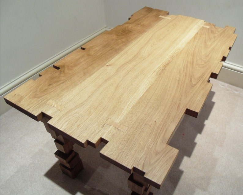 Oak Coffee Table Geometric Furniture Solid Oak Living Room Decor Quirky Home Decor Furniture in UK Handmade Table image 2