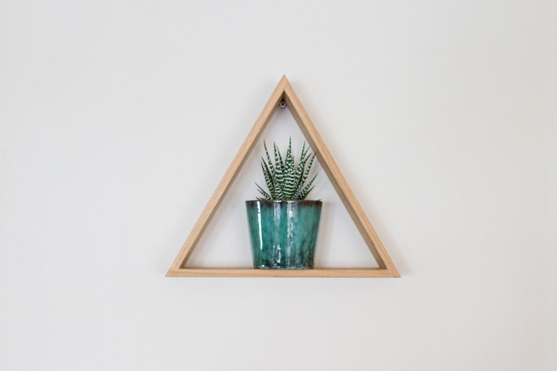 Oak Triangle Shelf Floating Shelf Wall Shelf Shelves Geometric Display Shelf Oak Shelf Wooden Shelf Plant Shelf Gem Shelf image 2