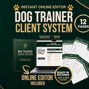 Dog Trainer Client Intake Form: 12-Page Canva Bundle | Editable PDF | Dog Training Business Forms
